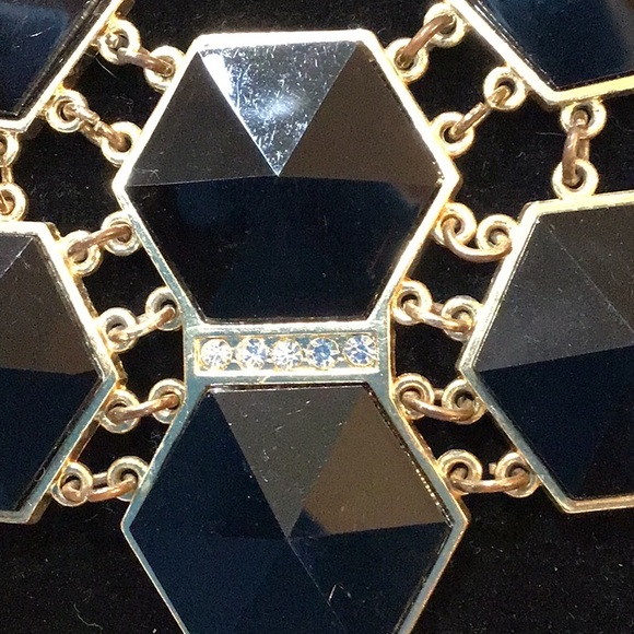 Black geometric statement necklace EUC - Picture 2 of 5